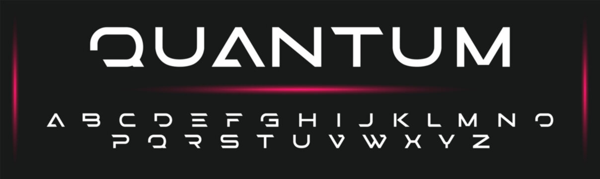 QUANTUM Luxury Minimal style alphabet fonts . Modern abstract vector typeface letters. Tech lines font typography logo design