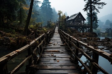 Obraz premium wooden bridge over the river