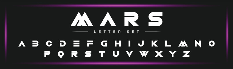 MARS Luxury Minimal style alphabet fonts . Modern abstract vector typeface letters. Tech lines font typography logo design - obrazy, fototapety, plakaty