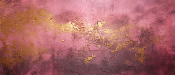 Pink, Rose textured background with golden shimmer. Grunge, abstract concrete background. Decorative stucco, painting. Generative ai.
