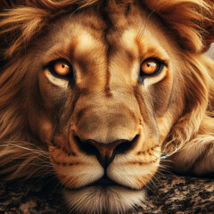 El león feroz y valiente - obrazy, fototapety, plakaty