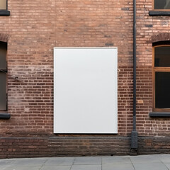 Frame mockup, ISO A paper size. Poster mockup on an old brick street building wall - obrazy, fototapety, plakaty