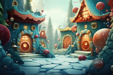 Abstract background forSanta's Workshop( North Pole) : A whimsical place where Santa and his elves make toys for children.