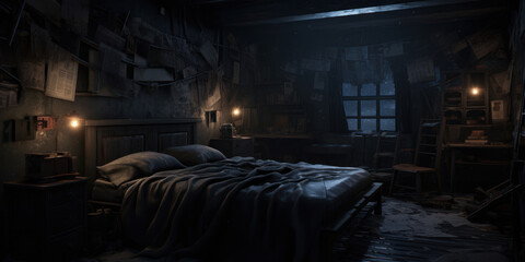 Obraz na płótnie Canvas dark academia interior of a bedroom
