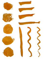 Set of watercolor lines, circles and brushes