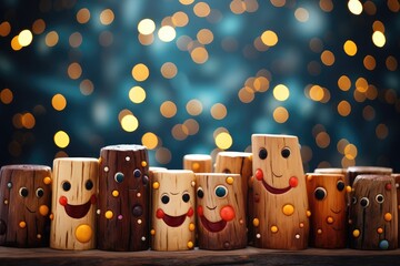 Abstract background for Caga Tió( Spain Andorra) , or Tio de Nadal (Spain, Catalonia) : A smiling Christmas log that 
