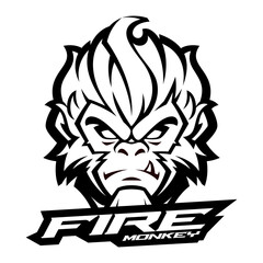 Redhead Fire Monkey line art