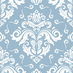 Classic seamless vector pattern. Damask orient blue and white ornament. Classic vintage background. Orient pattern for fabric, wallpapers and packaging