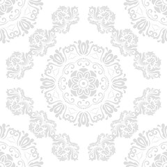 Orient vector classic pattern. Seamless abstract background with vintage elements. Orient light silver pattern. Ornament barogue wallpaper