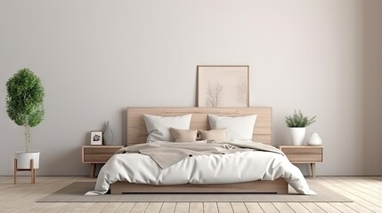 Simple Bedroom for Mock up Interior / 3D render image