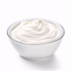 bowl of whipped egg whites cream isolated on white background