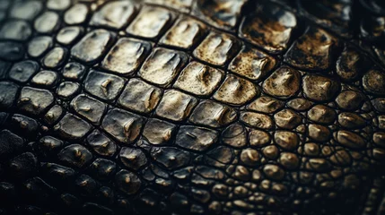 Zelfklevend Fotobehang Crocodile skin texture. Background pattern crocodile alligator skin. Reptile skin closeup © megavectors