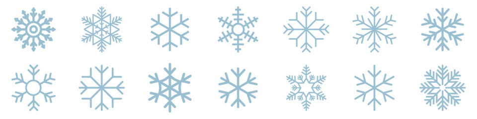 Snowflake icons. Set of snowflake silhouette. Christmas snowflake icons isolated. Vector snowflake signs