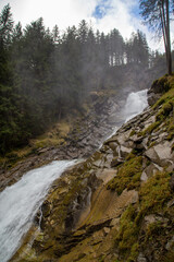 Fototapeta na wymiar Austria. Alps. Krimmler waterfall 1460 m.