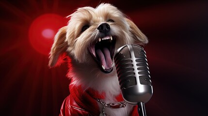 Dog singer enthusiastically sings Elvis Presley in competition