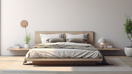 Simple Bedroom for Mock up Interior / 3D render image