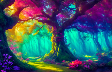 Nature With Colorful Fantasy Land