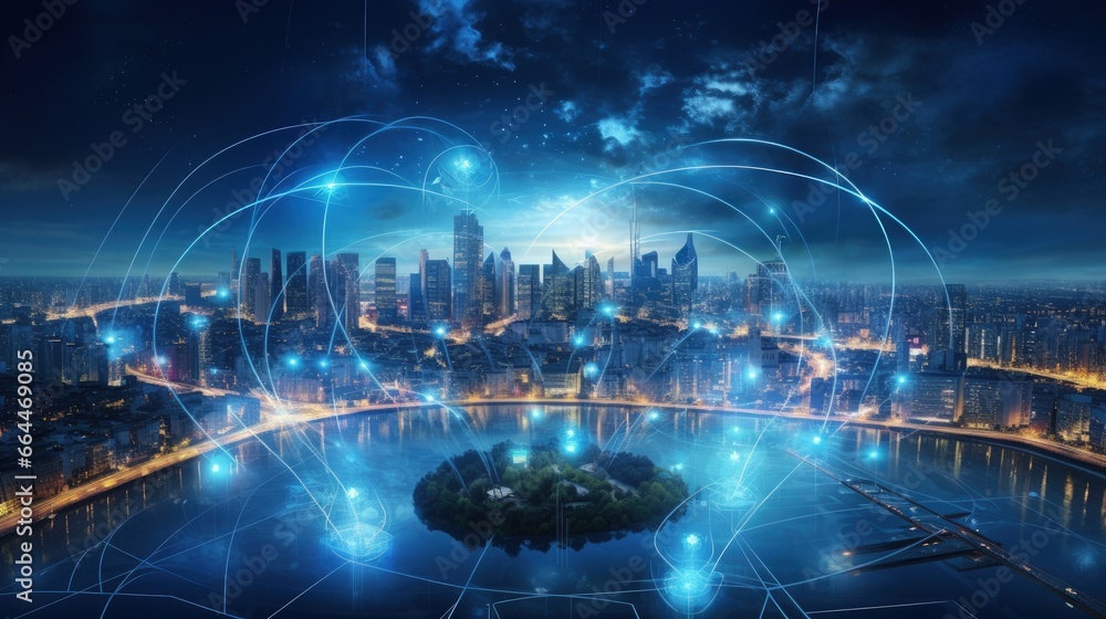 Leinwandbilder global network modern creative telecommunication and internet connection. concept of 5g wireless dig