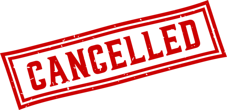 Red Cancelled square grunge rubber stamp png