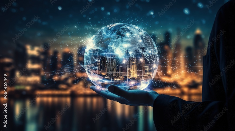 Aufkleber global network modern creative telecommunication and internet connection. concept of 5g wireless dig