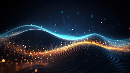 Dynamic wave with connected dots and lines. Digital wave background concept. Abstract technology background. Big data visualization. 3D rendering. - obrazy, fototapety, plakaty