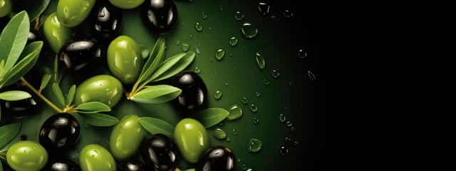 Foto op Canvas Close-up of black olives. ripe organic fruits. raw materials for olive oil. © AndErsoN