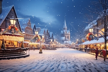 Fototapeta premium Incredible winter landscape with snowcapped pine trees under bright sunny light in frosty morning. Amazing nature scenery in winter mountain valley. Awesome natural Background. Soft light effect