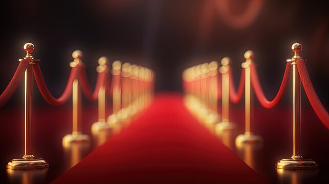 Abstract blurred Way to success on the red carpet (Barrier rope)
