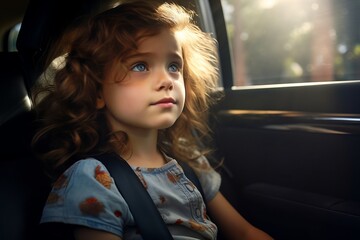 Vehicle girl portrait travel cute caucasian childhood transportation car young person