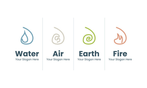 logo elements, water, air, earth, fire