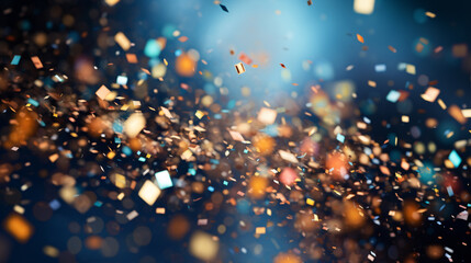 A vivid, dazzling closeup of a shimmering confetti blast, ideal for honoring momentous occasions or incorporating a jubilant feel into your artwork.