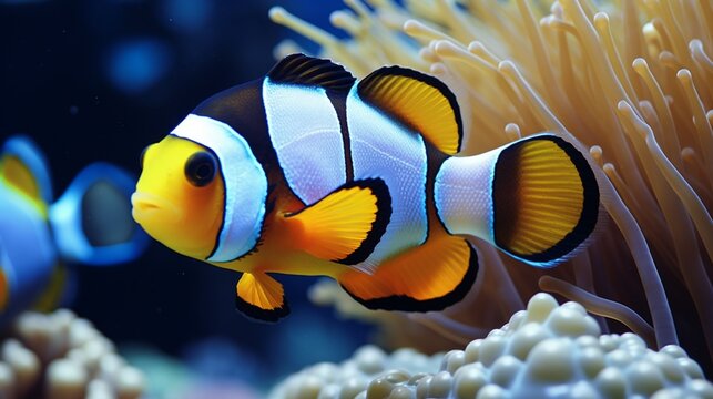 The saltwater fish Amphiprion clarkii, often referred to as Clark's anemonefish and yellowtail clownfish, is a member of the Pomacentridae family, which also includes clownfishes and damselfishes.