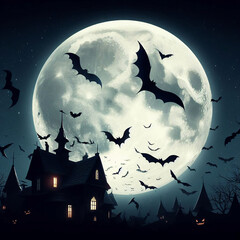 halloween background with house