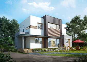 Fototapeta premium 3d rendering of a modern house