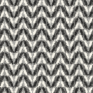 Monochrome Ikat Effect Textured Chevron Pattern
