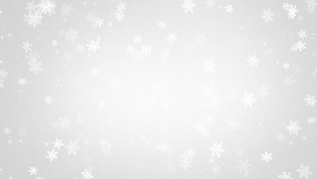 White Snow flake in Christmas holiday on grey gradients background.	