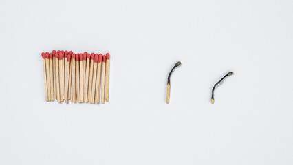 A burned match. The concept of loneliness or separation from society. Isolation of danger