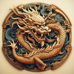 Wooden Dragon symbol of the year 2024. Year of the Dragon, Chinese New Year.