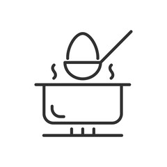 Boiling the egg, linear icon, Removed from the pot. Line with editable stroke