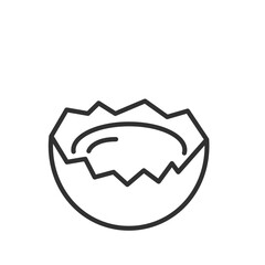 Broken egg, linear icon, the part with the yolk. Line with editable stroke