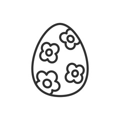 Dye eggs, linear icon, paint, flowers painted on the egg. Line with editable stroke