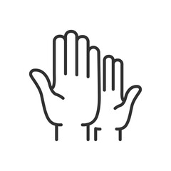 Obraz premium Hands raised palm up, linear icon. Line with editable stroke