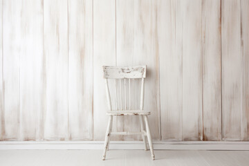 Aged Wooden Chair with White Backdrop
