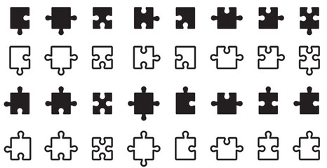 Set of puzzle pieces. Information or presentation, business presentation, puzzle for web. Jigsaw symbol.