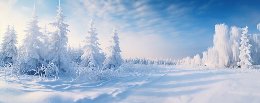 Snowy landscape background. AI Generated.