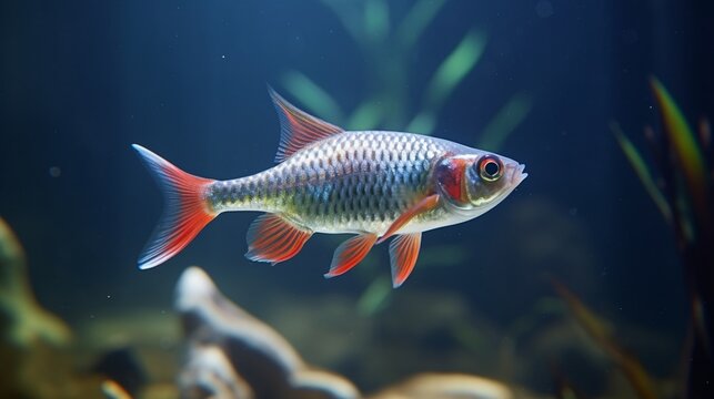 A freshwater fish belonging to the characin family (family Characidae) of the order Characiformes is the cardinal tetra (Paracheirodon axelrodi).