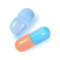 3D cartoon minimal medical pills. Vector icon isolated.
