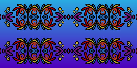  luxurious batik ethnic dayak traditional Java indonesia with beautiful flowers line art gradient design