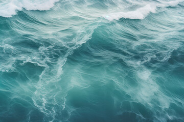 Ocean Serenity: Aerial Panorama of Rolling Waves