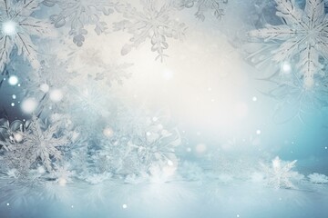 Holiday-themed, exquisite winter backdrop adorned with delicate snowflakes, providing space for text or messages. Generative AI